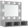 vidaXL Armoire à miroir avec LED Gris béton 60x31,5x62 cm