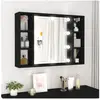 vidaXL Armoire à miroir avec LED noir 76x15x55 cm