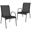 vidaXL Chaises de jardin 2 pcs Acier et textilène Noir