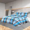 vidaXL Ensemble de housse de couette Bleu et gris 200x220 cm Coton