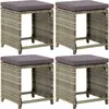 vidaXL Tabourets de jardin 4 pcs avec coussins Résine tressée Gris