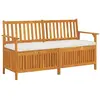 vidaXL Banc de rangement avec coussin 148 cm Bois d'acacia solide