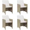 vidaXL Chaises de jardin avec coussins 4 pcs Résine tressée Beige