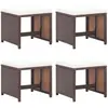 vidaXL - Tuinkrukken - 4 - st - met - kussens - poly - rattan - bruin