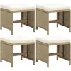 vidaXL Tabourets de jardin 4 pcs avec coussins Résine tressée Beige