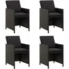 vidaXL Chaises de jardin avec coussins 4 pcs Résine tressée Noir