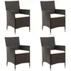 vidaXL Chaises de jardin avec coussins 4 pcs Résine tressée Marron