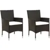 vidaXL Chaises de jardin avec coussins 4 pcs Résine tressée Noir