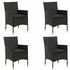 vidaXL Chaises de jardin avec coussins 4 pcs Résine tressée Noir