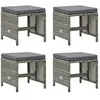 vidaXL Tabourets de jardin 4 pcs avec coussins Résine tressée Gris