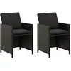 vidaXL Chaises de jardin 2 pcs avec coussins Résine tressée Noir