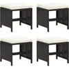 vidaXL Tabourets de jardin 4 pcs avec coussins Résine tressée Noir