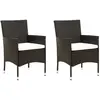vidaXL Chaises de jardin 2 pcs avec coussins Résine tressée Noir