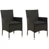 vidaXL Chaises de jardin 2 pcs avec coussins Résine tressée Noir