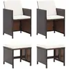 vidaXL Jeu de chaise et tabouret de jardin 4 pcs Résine tressée Marron
