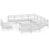 vidaXL Salon de jardin 12 pcs Bois de pin massif Blanc
