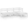 vidaXL Salon de jardin 4 pcs Bois de pin massif Blanc
