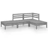 vidaXL Salon de jardin 4 pcs Gris Bois de pin massif