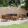 vidaXL Salon de jardin 5 pcs avec coussin Bois d'acacia solide