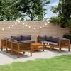 vidaXL Salon de jardin 9 pcs avec coussin Bois d'acacia solide