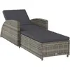 vidaXL Chaise longue avec coussin gris foncé Résine tressée Gris