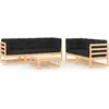 vidaXL Salon de jardin 6 pcs avec coussins Bois de pin massif
