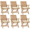 vidaXL Chaises pliables de jardin avec coussins lot de 6 Bois de teck