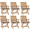 vidaXL Chaises pliables de jardin avec coussins lot de 6 Bois de teck