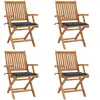 vidaXL Chaises pliables de jardin avec coussins lot de 4 Teck solide