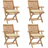 vidaXL Chaises pliables de jardin avec coussins lot de 4 Teck solide