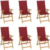 vidaXL Chaises inclinables de jardin avec coussins 8 pcs Teck solide