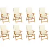 vidaXL Chaises inclinables de jardin avec coussins 8 pcs Teck solide