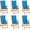 vidaXL Chaises inclinables de jardin avec coussins 8 pcs Teck solide