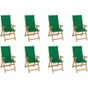 vidaXL Chaises inclinables de jardin avec coussins 8 pcs Teck solide