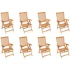 Chaises inclinables de jardin lot de 8 Bois de teck solide Vidaxl n/a