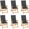 vidaXL Chaises inclinables de jardin avec coussins 8 pcs Teck solide