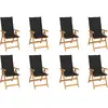 vidaXL Chaises inclinables de jardin avec coussins 8 pcs Teck solide
