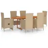 vidaXL Ensemble de salle à manger de jardin 7 pcs Résine tressée Beige