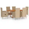 vidaXL Ensemble de salle à manger de jardin 7 pcs Résine tressée Beige