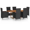 vidaXL Ensemble de salle à manger de jardin 7 pcs Résine tressée Noir