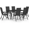 vidaXL Ensemble de salle à manger de jardin 7 pcs Aluminium Noir