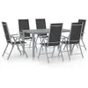 vidaXL Ensemble à dîner de jardin 7 pcs Aluminium Argenté et noir