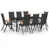 vidaXL Ensemble à manger de jardin 9 pcs aluminium noir
