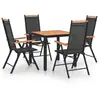 vidaXL Ensemble à manger de jardin 5 pcs aluminium noir