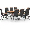 vidaXL Ensemble à manger de jardin 9 pcs aluminium noir