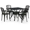vidaXL Ensemble de bistro 5 pcs Aluminium coulé Noir