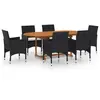 vidaXL Ensemble de salle à manger de jardin 7 pcs Résine tressée Noir