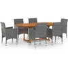 vidaXL Ensemble de salle à manger de jardin 7 pcs Résine tressée Gris