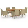 vidaXL Ensemble de salle à manger de jardin 7 pcs Résine tressée Beige