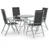 vidaXL Ensemble à manger de jardin 5pcs aluminium et textilène argenté